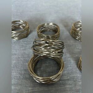 Unbranded Twisted Metal Silver-Tone Napkin Rings Set of 8